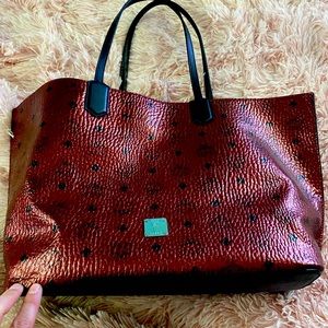 Metallic Burgandy MCM tote